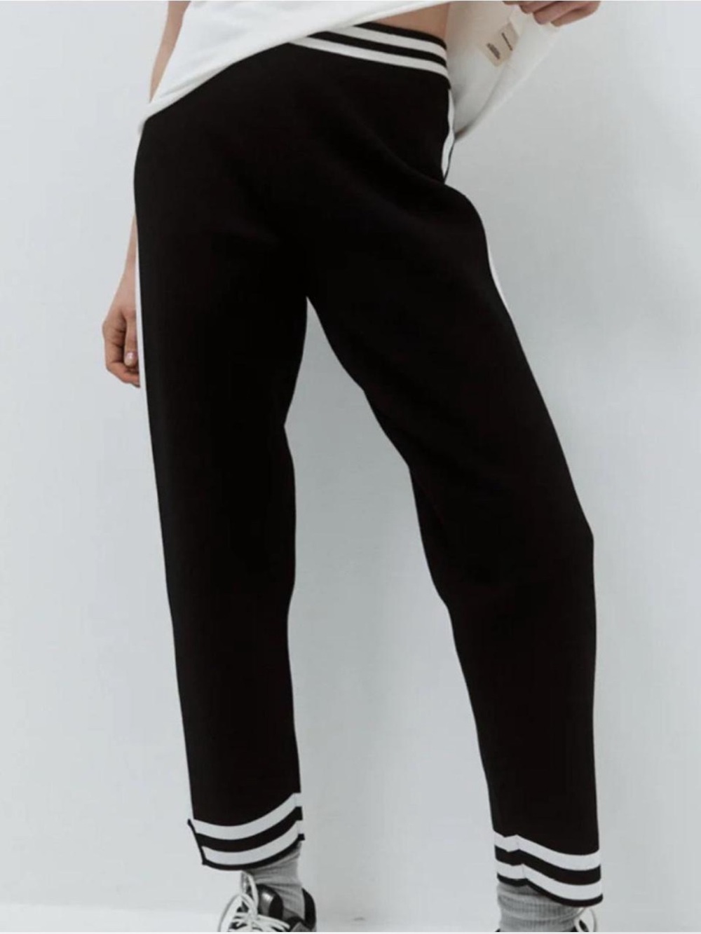 Nagnata Black Track Pants with White Stripes